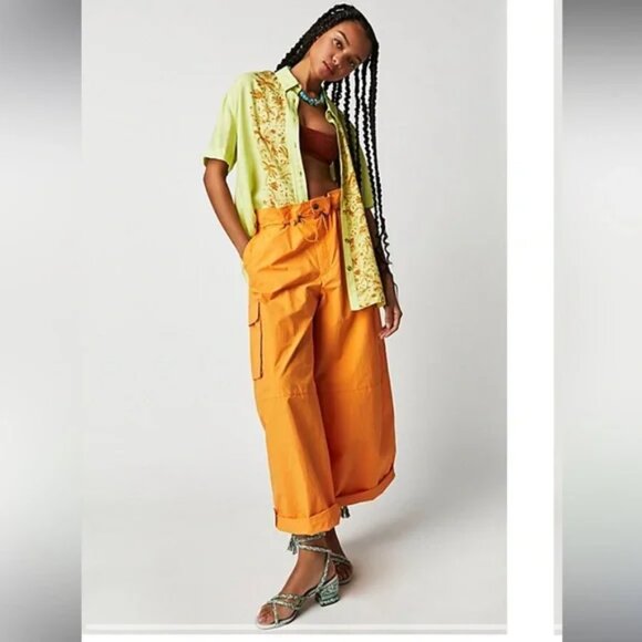 Free People Pants - NWT Free People XS  Hallie Parachute Paper Bag Pants Orange $168 Retail NEW